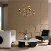 Brass chandelier with ivory ricestone elements