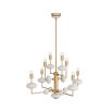Brass chandelier with ivory ricestone elements