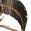 Smoked glass panel round ceiling light with brass elements
