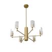 Brass ceiling light with six textured glass shades