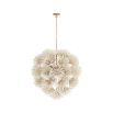 Chandelier with ivory coconut shells hand-formed into delicate dandelion shapes