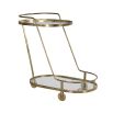 modern drinks trolley with gold frame and gold castor feet