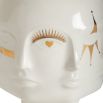 A glamorous glossy porcelain vase by Jonathan Adler with gorgeous gold symbols