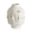 A glamorous glossy porcelain vase by Jonathan Adler with gorgeous gold symbols