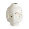 A glamorous glossy porcelain vase by Jonathan Adler with gorgeous gold symbols