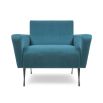 A stylish mid-century modern armchair with a futuristic feel and metal legs