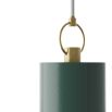 Green ceiling light with brass ring detail and suspension fixture