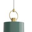 Green ceiling light with brass ring detail and suspension fixture