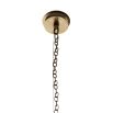 Round white orb light with chain tassel at the base in brass