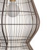Black rattan pendant light with curvaceous silhouette and brass drop