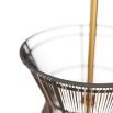 Black rattan pendant light with curvaceous silhouette and brass drop