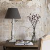Shabby chic style lamp with grey linen shade