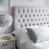 Handmade elegant shape, tall deep buttoned bed