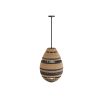 Black and brown rattan pendant with matte black pipe