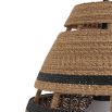 Black and brown rattan pendant with matte black pipe