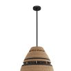 Black and brown rattan pendant with matte black pipe