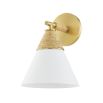 Cone shaped wall sconce with rope detail and gold accents