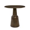 Round side table in smooth vintage brass finish