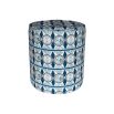 A luxury pouffe by Eva Sonaike with a blue African-inspired pattern