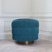 Savona blue velvet swivel chair with tassel detailing and gold base