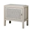 whitewash bedside table with rattan door