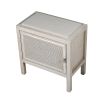 whitewash bedside table with rattan door