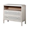 whitewash Scandinavian-style rattan chest of drawers