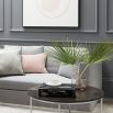 Contemporary style modern sofa with angular frame and silver effect plinth