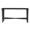 Black wooden console table with geometric legs