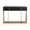 Dark wooden console table with brass handles and frame