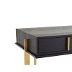 Dark wooden console table with brass handles and frame