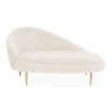 White cream boucle chaise longue with brass legs