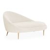 White cream boucle chaise longue with brass legs
