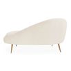 White cream boucle chaise longue with brass legs