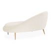 White cream boucle chaise longue with brass legs