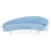 Curved pale blue sofa in boucle finish