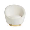 Jonathan Adler luxury white velvet swivel chair on brass base