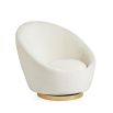 Jonathan Adler luxury white velvet swivel chair on brass base