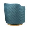 teal velvet swivel chair with wooden base 