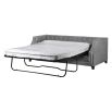 grey velvet sofa bed with deep-buttoning and chrome studding