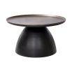 Bold round coffee table with brass tray top