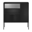 Bold black bar cabinet with mirrored back shelf and plenty of storage