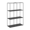 metal shelving with a painted satin black finish