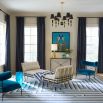 A modern, deconstructed Greek Key pattern in a cool, airy palette, providing a graphic, dimensional backdrop for any room.