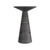 Grey stone finish plinth side table wth brass rings