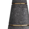 Grey stone finish plinth side table wth brass rings