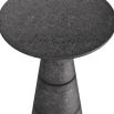 Grey stone finish plinth side table wth brass rings