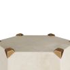 Stone hexagonal shaped side table with geometric brass corners