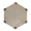 Stone hexagonal shaped side table with geometric brass corners