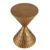 Sand timer shaped gold accent table, with smooth top
